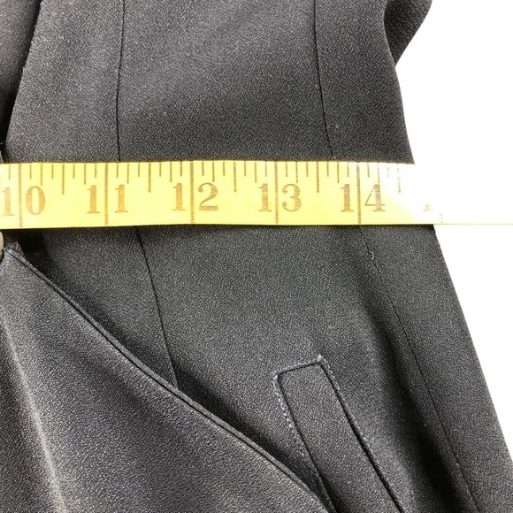 VTG Anne Pinkerton Black Long Cinched Waist Open Neck Vest 80s Retro - Picture 7 of 8